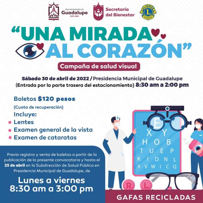 Invitan a participar en campaa de salud visual en Guadalupe